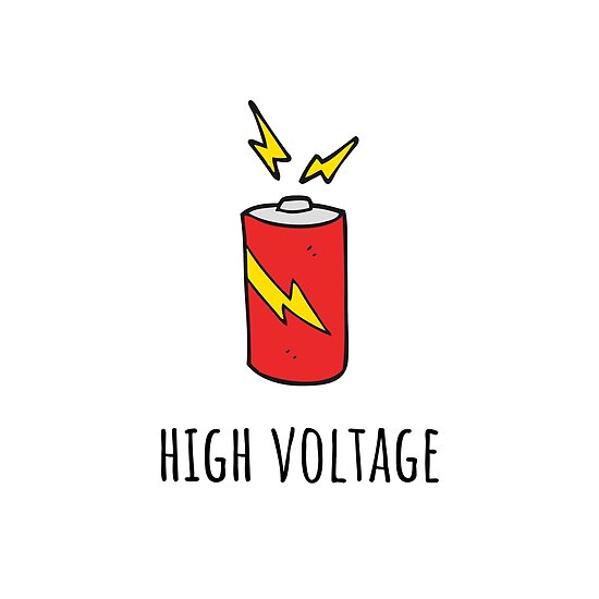 "High voltage, cool funny fun humor cartoon comic art, good vibes, gift, present, ideas" Poster