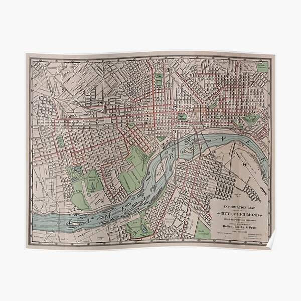 Art & Collectibles Digital Prints Gift Map of Richmond Virginia Retro