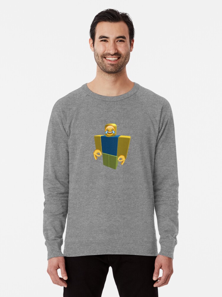 Roblox Noob Laughing Emoji Got Em Funny Cringe Lightweight Sweatshirt By Franciscoie Redbubble - funny emoji shirt roblox