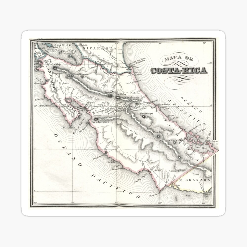 Lienzo Mapa Vintage De Costa Rica 1850 De Bravuramedia Redbubble