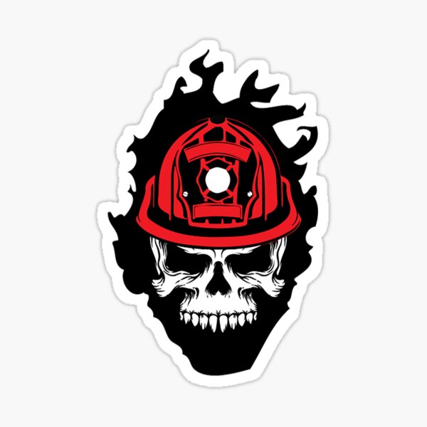 Firefighter Skull Stickers | Redbubble