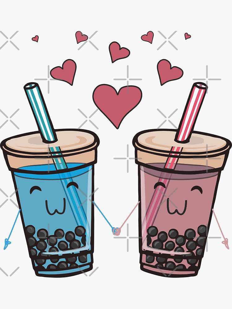 "Love and Tapioca Bubble Tea, Boba Tea Lover Gift" Sticker by alenaz