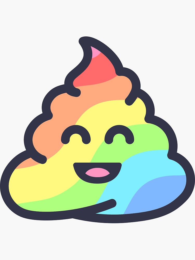 Thumbnail 3 of 3, Sticker, Rainbow Poop Emoji Logo designed and sold by NiceColors.
