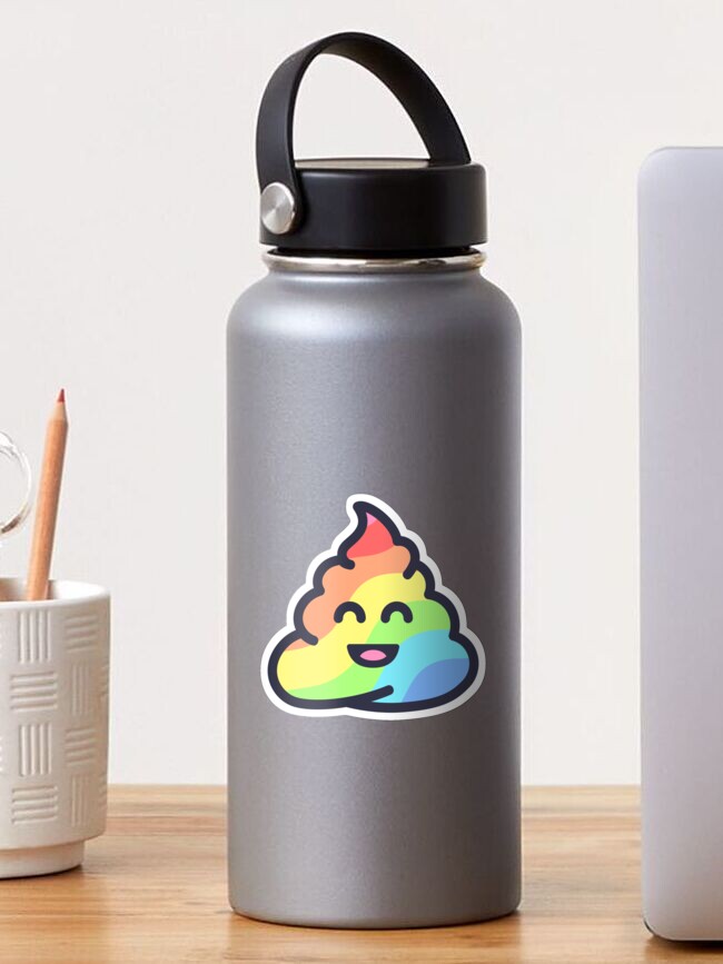 Thumbnail 1 of 3, Sticker, Rainbow Poop Emoji Logo designed and sold by NiceColors.