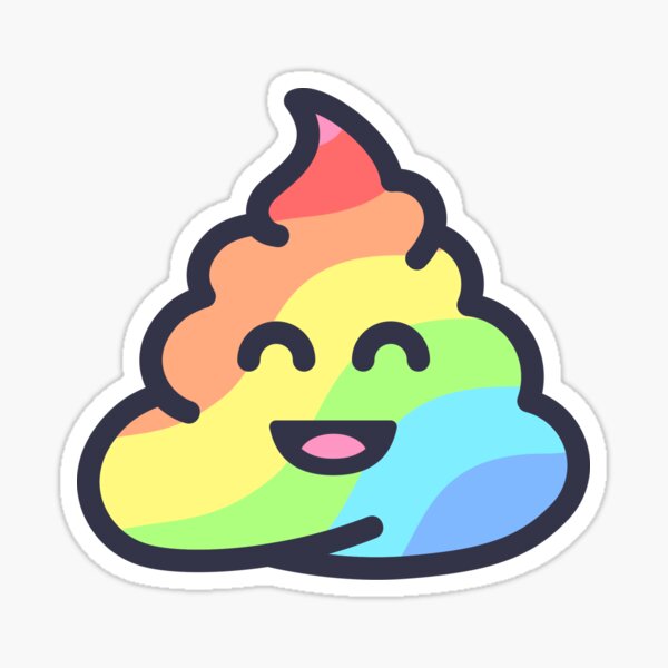 Rainbow Poop Emoji Logo Sticker