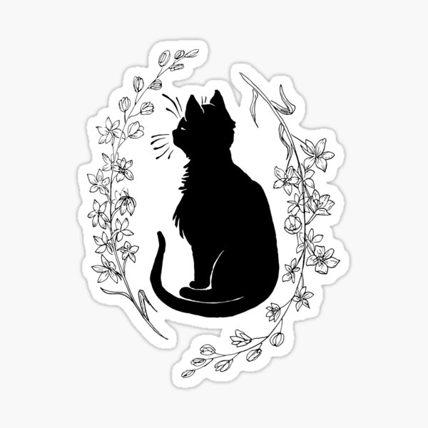 Black Cats with Larkspur Sticker