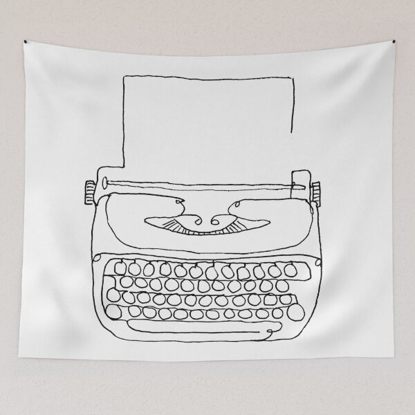 Item preview, typewriter single line drawing designed and sold by Kiki Collagist.