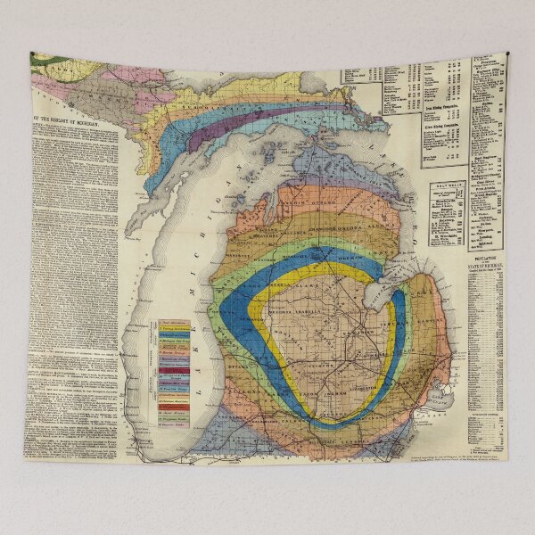 Item preview, Vintage Michigan Geological Map (1865) designed and sold by BravuraMedia.