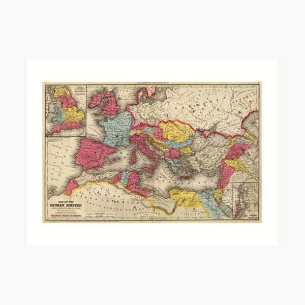 Vintage Map of The Roman Empire (1875) Art Print