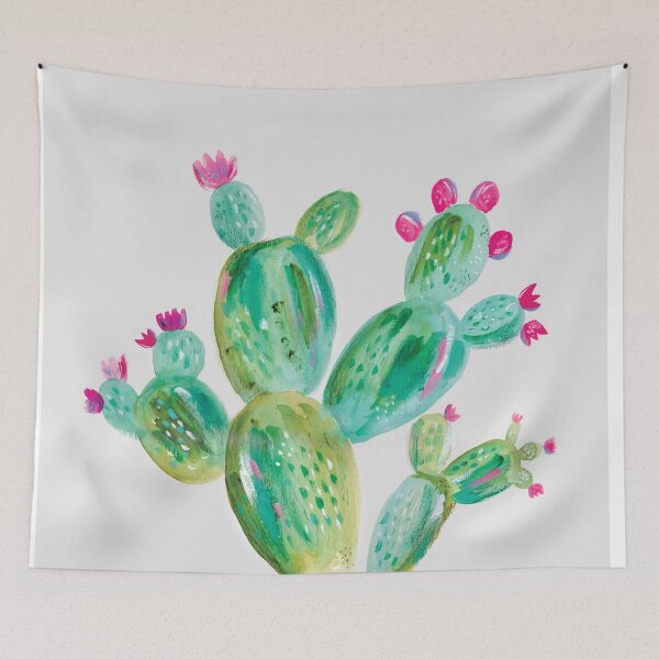 Item preview, Painted prickly pear cactus in blue vase designed and sold by laura didthis.
