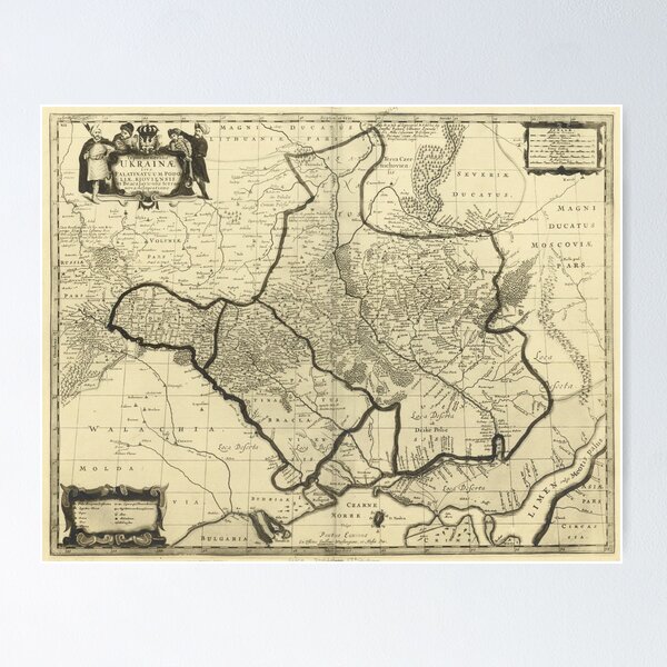 Item preview, Vintage Map of Ukraine (1696) designed and sold by BravuraMedia.