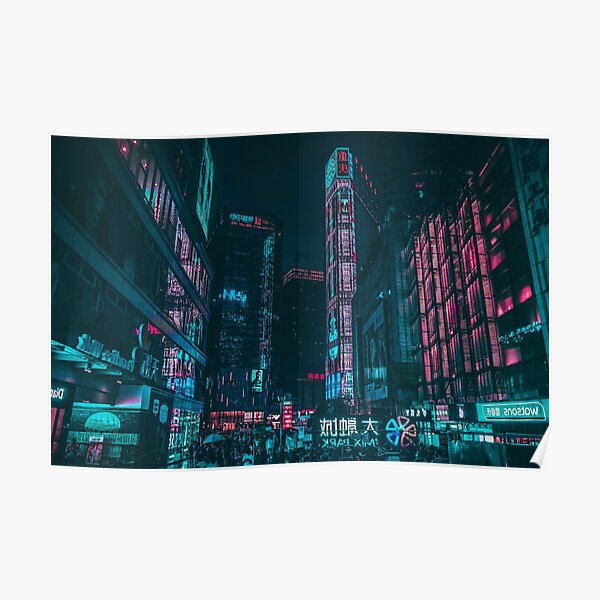 Shadowrun Neon City Nights, Cyberpunk Poster