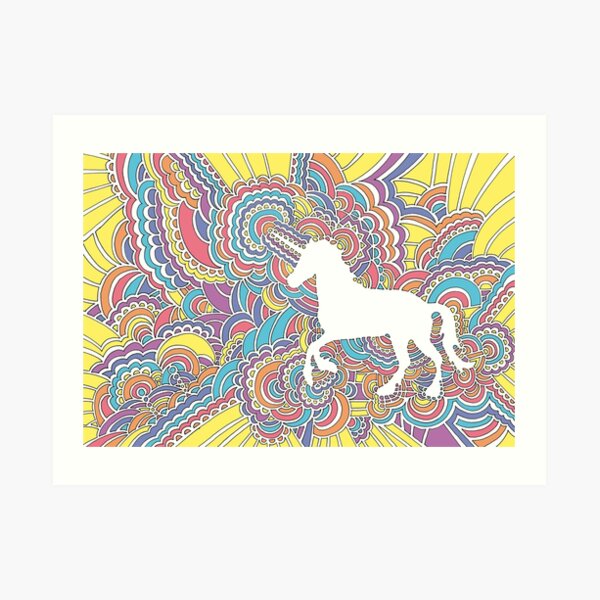 Unicorn Drawing Meditation Art Print