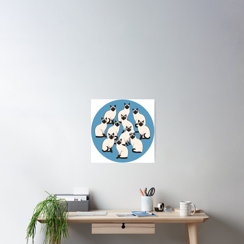 Siamese Cats Circle Poster
