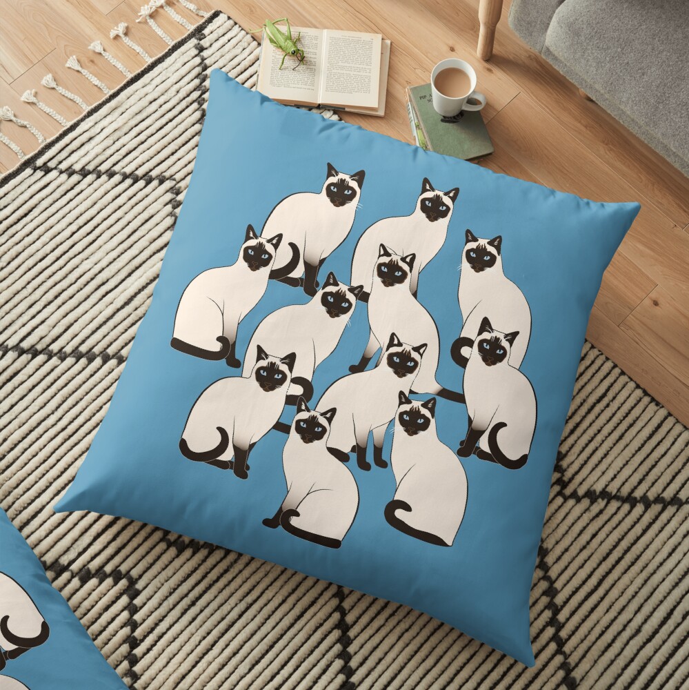 Siamese Cats Circle Floor Pillow