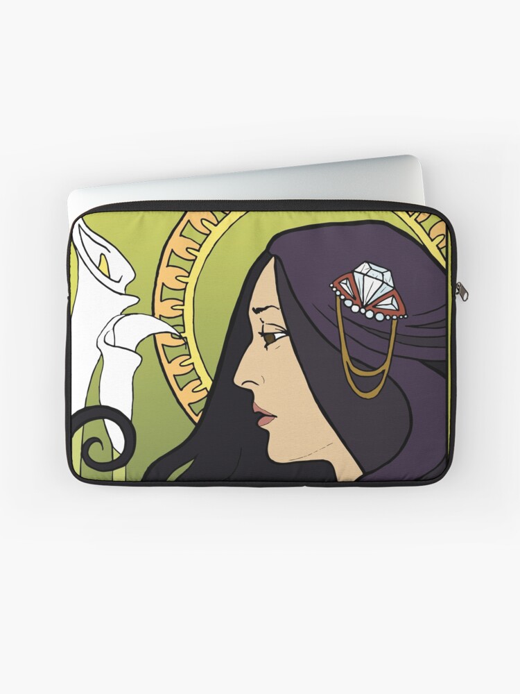 Joan Baez Alphonse Mucha Floral Art Nouveau Drawing Laptop Sleeve