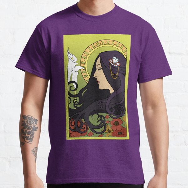 Joan Baez - Alphonse Mucha Floral Art Nouveau Drawing Classic T-Shirt