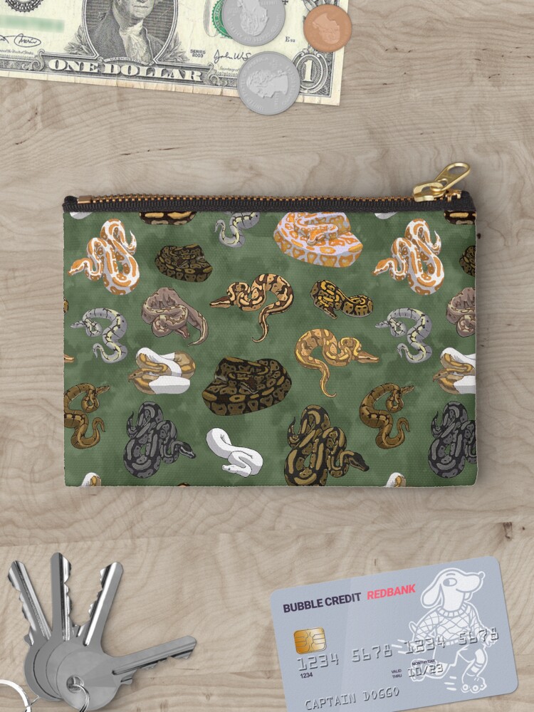Thumbnail 3 of 4, Zipper Pouch, Ball Python Morphs Pattern Moss Green designed and sold by Stormslegacy.