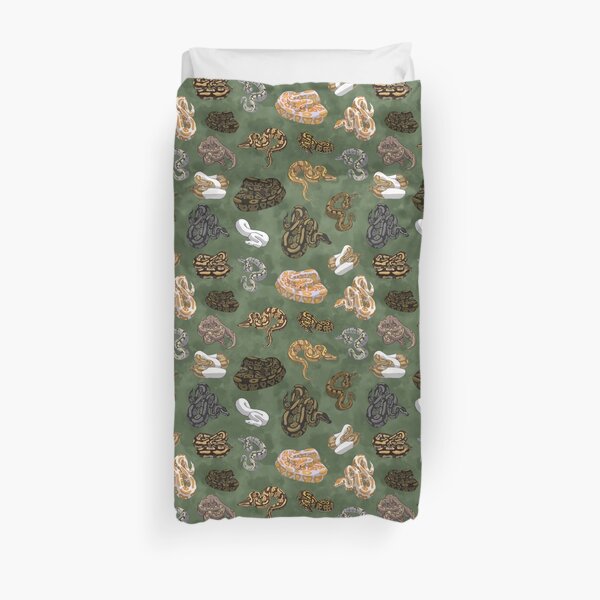 Ball Python Morphs Pattern Moss Green Duvet Cover
