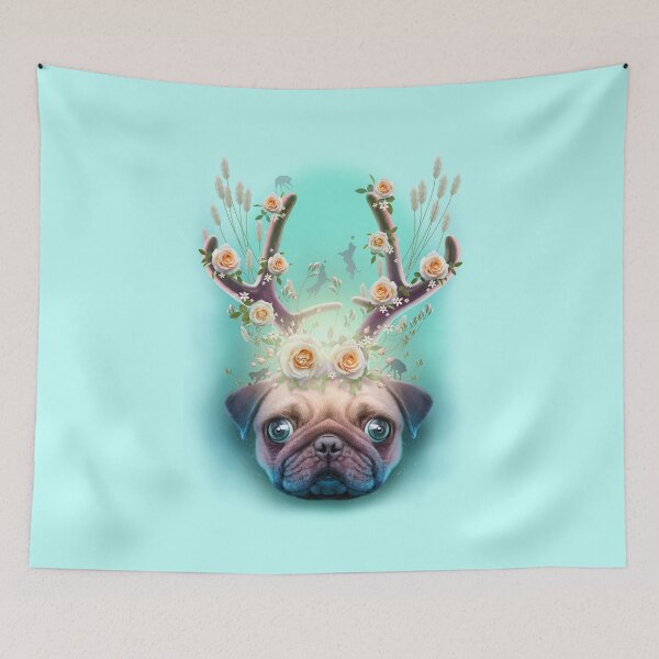 Item preview, PUG HORNS UP designed and sold by Jumali Katani.