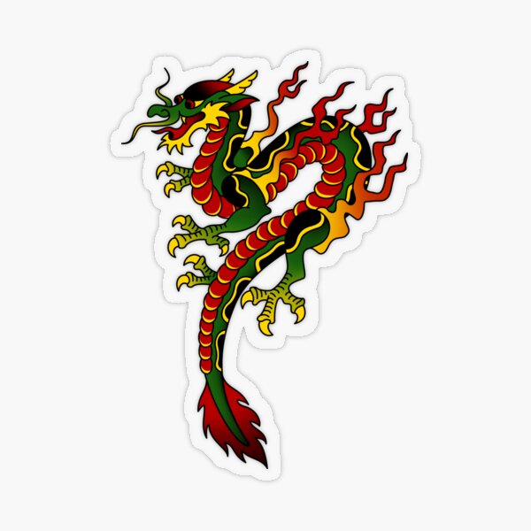 American Traditional Dragon Transparent Sticker