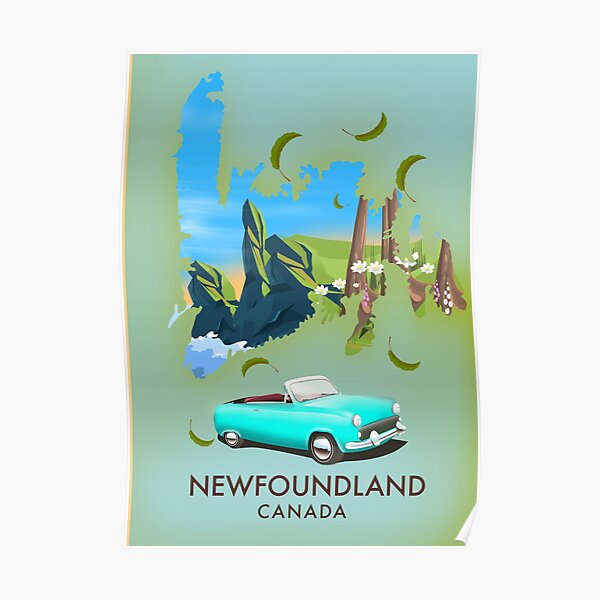 newfoundland Canada map travel poster. Poster