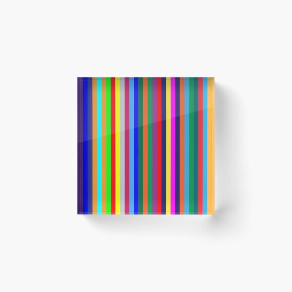 Stripes Multi Bright Colors Pattern - Bright Navy Blue, Purple, Red, Yellow, Lime Green, Orange, light blue Acrylic Block