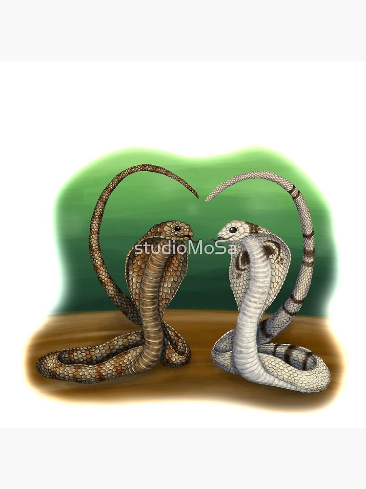 king and queen cobra snakes making a heart | Art Board Print