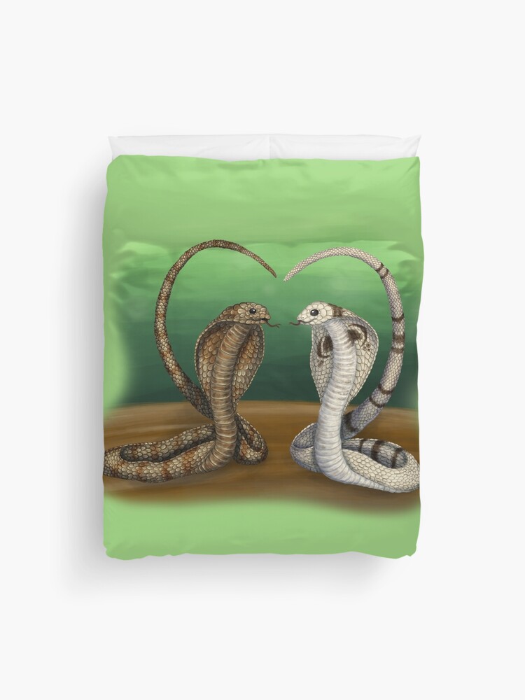 king and queen cobra snakes making a heart | Duvet Cover