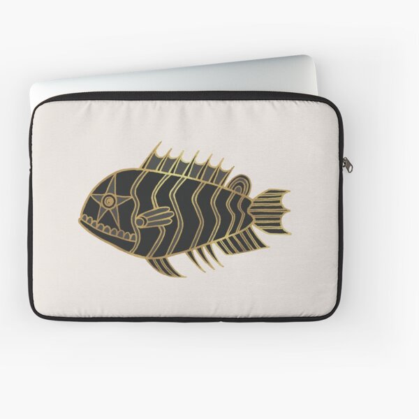 Fantastical Fish 1 - Black and Gold Laptop Sleeve
