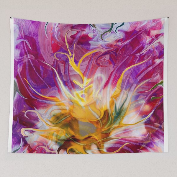 Item preview, yellow fluid abstract flower designed and sold by BBS ART.