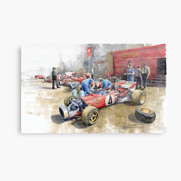 Scuderia Ferrari Paddock Spanish GP 1971 Ferrari 312B2 Metal Print