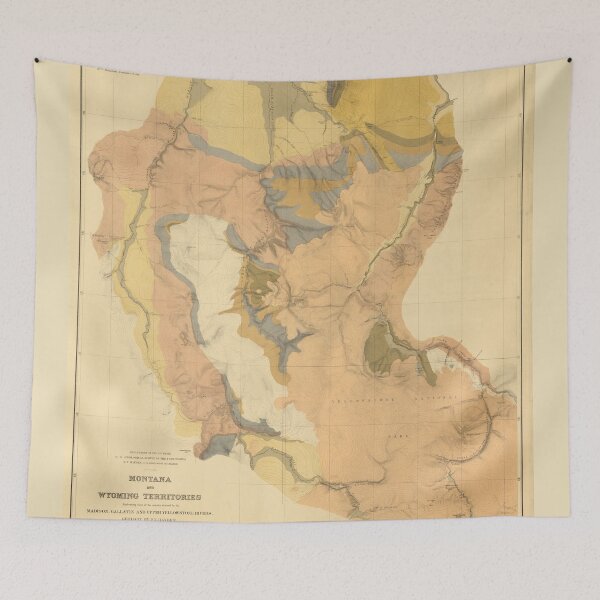 Item preview, Vintage Montana & Wyoming Geological Map (1872) designed and sold by BravuraMedia.