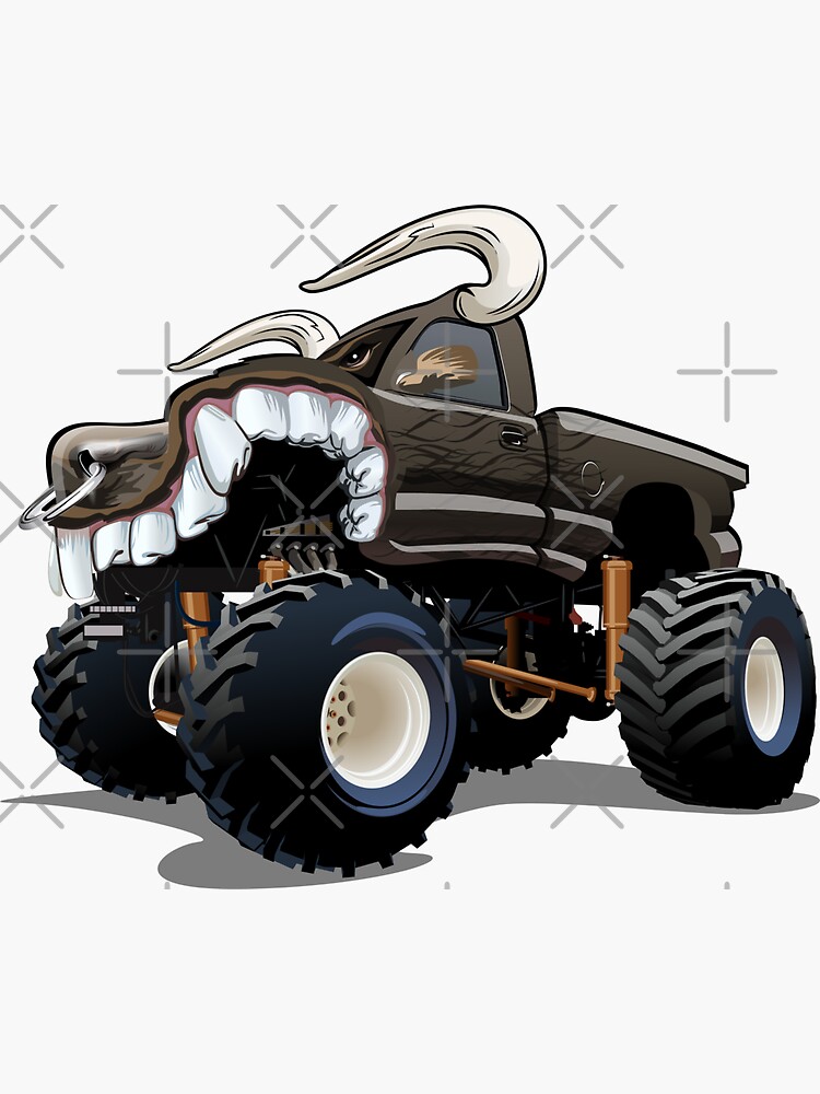 Cartoon Monster Truck Sticker for Sale by Mechanick