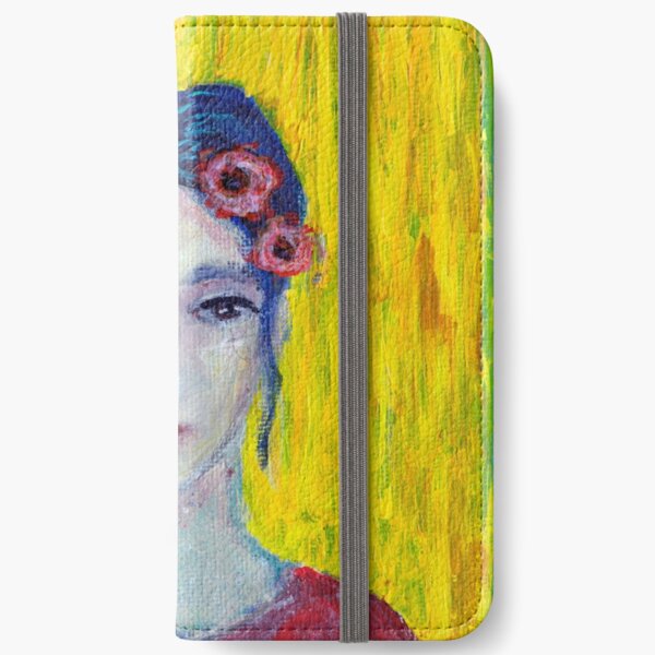 Red Flowers in Her Hair iPhone Wallet