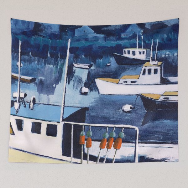 Item preview, Lobster Boat in Blue Harbor designed and sold by AMOpainting.
