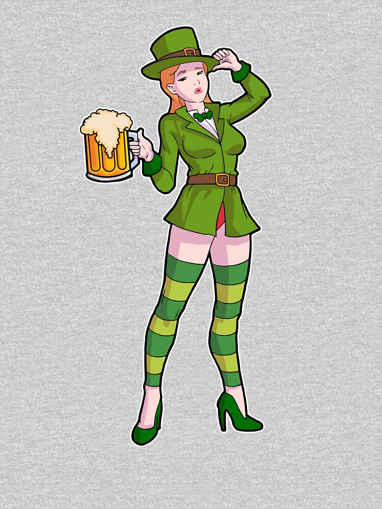 St Patricks Day Design Sexy Irish Pin Up Girl Leprechaun Pullover Hoodie By Dacow Redbubble 6277