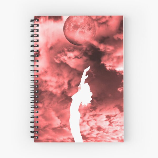 Item preview, silhouetted beautiful nude woman praising the blood red moon designed and sold by morrbyte.