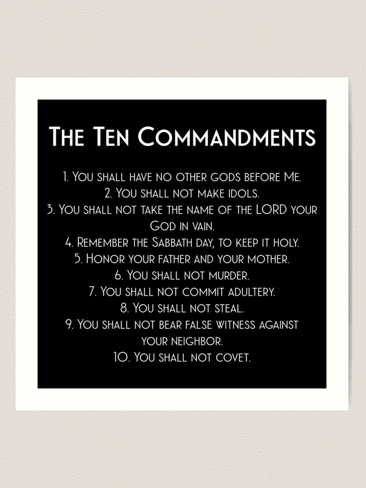the-ten-commandments-of-god-in-white-art-print-for-sale-by-minnie777-redbubble for Free Printable 10 Commandments Kjv Printable The Ten Commandments of God in White