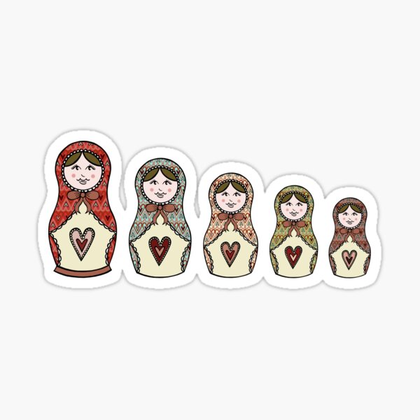 Russian Dolls, Matryoshka Pattern 7 Sticker