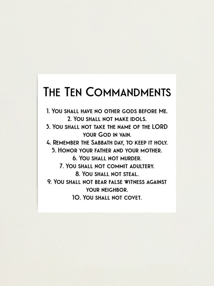 god-s-ten-commandments-in-black-photographic-print-for-sale-by-minnie777-redbubble for Free Printable 10 Commandments Kjv Printable God's Ten Commandments in Black