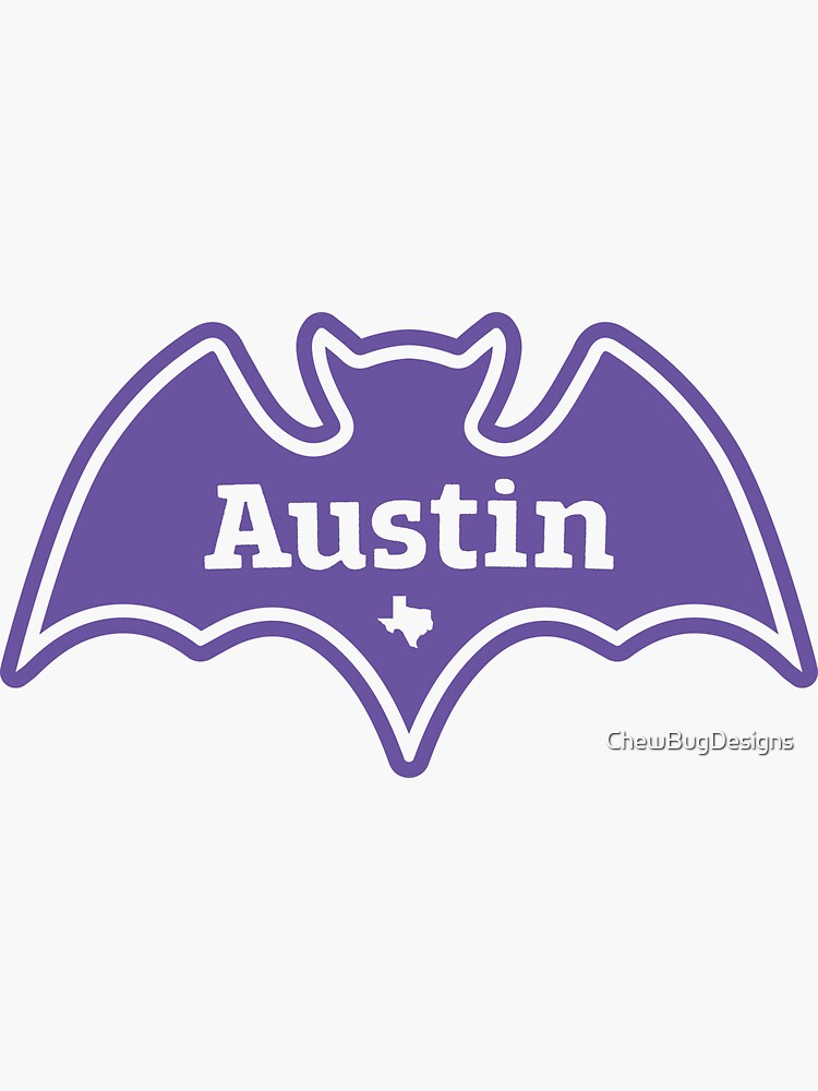 "Austin Texas Bats Purple" Sticker for Sale by ChewBugDesigns Redbubble