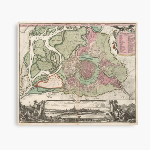 Vintage Map of Vienna Austria (1716) Canvas Print