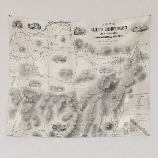 Item preview, Vintage Map of The White Mountains (1864) designed and sold by BravuraMedia.