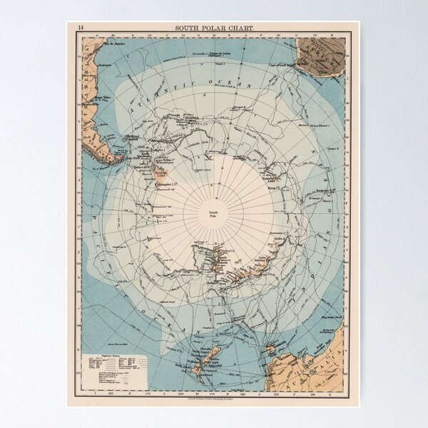 Item preview, Vintage Antarctica Exploration Routes Map (1906) designed and sold by BravuraMedia.