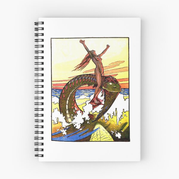Item preview, Mermaid riding a Sea Serpent by artist Hans Christiansen circa 1897 designed and sold by neonwulf.