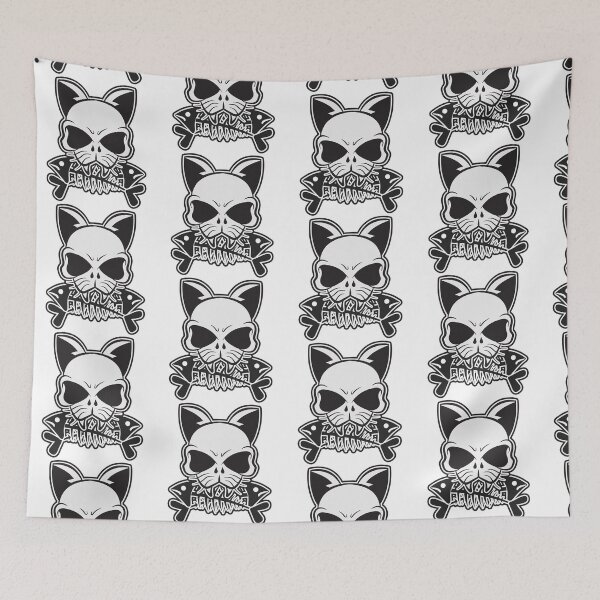 Item preview, Skull Cat with herringbone in the mouth designed and sold by mi-xo.