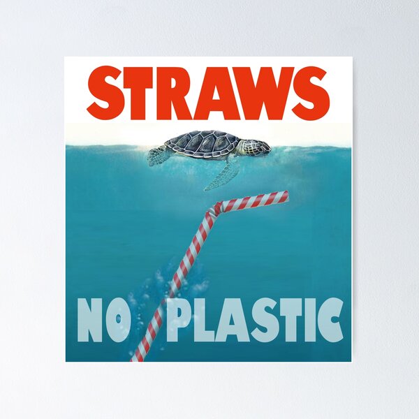 Turtle straws jaws Poster for Sale by DeBellis467