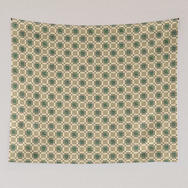 Aperçu de l'œuvre Modèle de tuile rétro vintage carré antique vert or créée et vendue par kmcs.