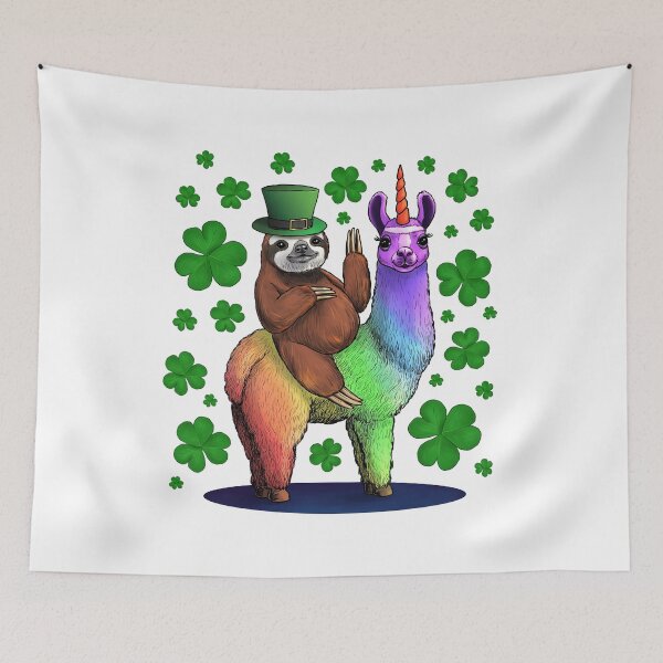 Item preview, Leprechaun Sloth Riding Llama Unicorn St Patricks Day designed and sold by yajyolid.